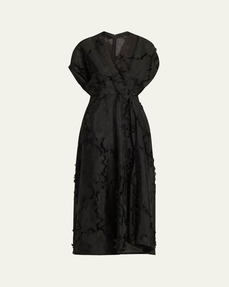 Long Aki Wave Floral Jacquard Dress
